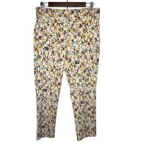 Jules & Leopold Womens Size Large Yellow Spring Floral Pullon Ankle Stretch Pant